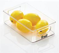 📦 mdesign stackable plastic fridge storage box with lid - pantry, cabinet, shelf, refrigerator, freezer organizer for fruit, yogurt, snacks, pasta - pack of 4, 36 labels included - clear логотип