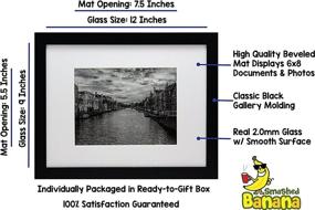 img 2 attached to Black Gallery Picture Frame with Mat - 9x12 Inches - Wide Molding - Hanging Hardware & Desktop Easel - Display 9x12 or 6x8 Photos - Family Photo Frames