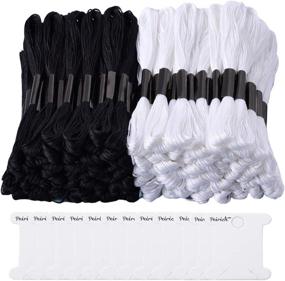 img 4 attached to 🧵 Peirich 96 Black White Skeins Stranded Cross Stitch Floss: Ideal for Friendship Bracelets, String Embroidery, and Cross Stitch Projects. Includes 12 Floss Bobbins!