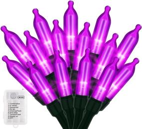 img 4 attached to 🎄 BLOOMWIN 100 LED Christmas Purple String Lights: Battery Operated, Waterproof Fairy Lights for Indoor Outdoor Home Garden Patio Wedding Party - 8 Modes for Halloween and Christmas Decoration