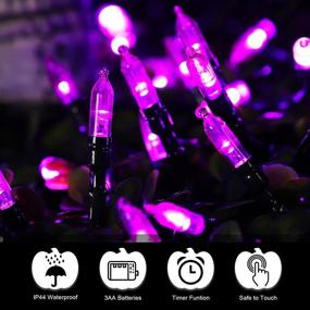 img 2 attached to 🎄 BLOOMWIN 100 LED Christmas Purple String Lights: Battery Operated, Waterproof Fairy Lights for Indoor Outdoor Home Garden Patio Wedding Party - 8 Modes for Halloween and Christmas Decoration