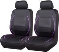 🚗 car pass universal fit piping leather car seat cover: suvs, vans, trucks - airbag compatible - headrest covers included (6pcs, black and purple) logo