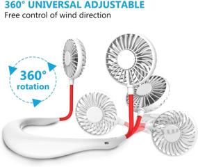 img 3 attached to Hands Free Portable Neck Fan - Rechargeable Mini USB Personal Fan Battery Operated With 3 Level Air Flow Heating, Cooling & Air Quality