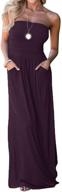 ofenbuy women's off-shoulder maxi dress: summer strapless bandeau gown with convenient pockets logo