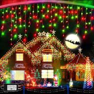 christmas lights 640 led 65 ft christmas lights outdoor with 120 drops plug in 8 modes christmas decorations curtain fairy lights for wedding party holiday bedroom garden patio indoor (green &amp логотип