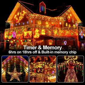 img 2 attached to Christmas Lights 640 LED 65 FT Christmas Lights Outdoor With 120 Drops Plug In 8 Modes Christmas Decorations Curtain Fairy Lights For Wedding Party Holiday Bedroom Garden Patio Indoor (Green &Amp