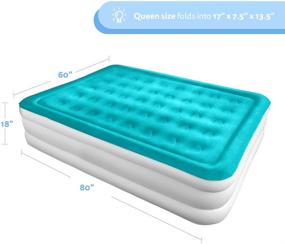 img 3 attached to 💤 CozyMood Queen Size Inflatable Air Mattress with Electric Pump - Elevated High Raised Airbed, Luxurious Blow Up Mattress with Flocked Top - Double High, High-Quality Air Mattresses