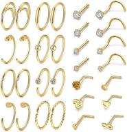 👃 20g nose rings set - allerpierce - 30-40pcs bone screw l shaped nose studs - hypoallergenic tragus cartilage nose ring hoop - stainless steel nose piercing jewelry for women and men logo