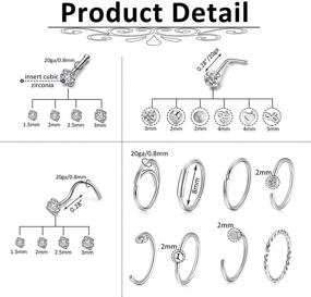 img 1 attached to 👃 20G Nose Rings Set - AllerPierce - 30-40Pcs Bone Screw L Shaped Nose Studs - Hypoallergenic Tragus Cartilage Nose Ring Hoop - Stainless Steel Nose Piercing Jewelry for Women and Men