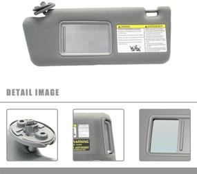 img 3 attached to 🔆 Gray Left Driver Side Sun Visor Assembly Replacement for Toyota Tacoma 2005-2012 (No Light) - 74320-04181-B1