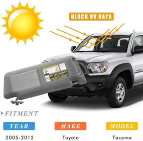 img 1 attached to 🔆 Gray Left Driver Side Sun Visor Assembly Replacement for Toyota Tacoma 2005-2012 (No Light) - 74320-04181-B1