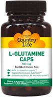 💪 500mg l-glutamine caps with vitamin b6 - 100 vegan capsules | muscle support, promotes immune function & gluten-free | country life logo