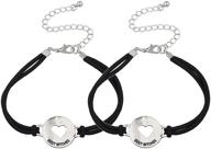 lux accessories best bitches cutout heart rope bracelet set: perfect bff best friends matching jewelry logo