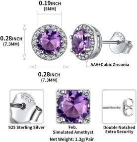 img 1 attached to 💎 ChicSilver Birthstone Stud Earrings for Women - 925 Sterling Silver Heart/Round/Princess/Pear Cut Halo Jewelry Gift (with Box)