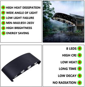 img 2 attached to 🏞️ HONPHIER 8W Wall Sconce - IP65 Waterproof Large Power LED Wall Light - Up and Down Wall Wash Light for Outdoor & Indoor - Living Room, Bedroom, Door, Garden - Black (Warm White) with Base