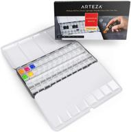 🎨 arteza empty watercolor palette tin, 48-piece half pans, ideal travel watercolor set with watercolor paints logo