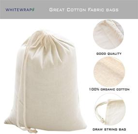 img 2 attached to 🌿 Белые мешочки WHITEWRAP для продуктов: Экологические хлопковые мешки для хранения пищи - 12 штук, крупный размер, биоразлагаемая ткань - идеальные мешочки для закусок или подарков с затяжками.
