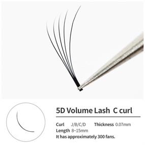 img 1 attached to 👁️ 5D Volume Eyelash Extensions - Pre Made Fan Technique - Russian Volume - Loose Volume Lashes - Thickness 0.07 mm - C Curl, 0.07X12mm