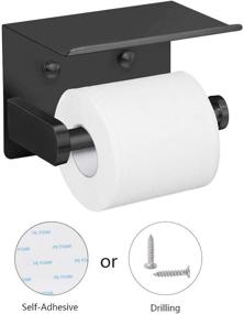 img 3 attached to 🚽 VAEHOLD Self Adhesive Toilet Paper Holder with Phone Shelf - SUS 304 Stainless Steel Wall Mounted Roll Holder for Bathroom, Rustproof Washroom Tissue Roll Holder with Shelf - Black