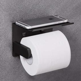 img 2 attached to 🚽 VAEHOLD Self Adhesive Toilet Paper Holder with Phone Shelf - SUS 304 Stainless Steel Wall Mounted Roll Holder for Bathroom, Rustproof Washroom Tissue Roll Holder with Shelf - Black