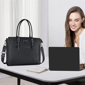 img 1 attached to 👜 Stylish & Protected: MOSISO 16 inch Black Women Laptop Tote Bag with Shockproof Compartment