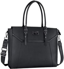 img 4 attached to 👜 Stylish & Protected: MOSISO 16 inch Black Women Laptop Tote Bag with Shockproof Compartment