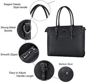 img 2 attached to 👜 Stylish & Protected: MOSISO 16 inch Black Women Laptop Tote Bag with Shockproof Compartment