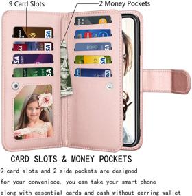 img 3 attached to Njjex Wallet Case for iPhone Xs Max [Rose Gold] - PU Leather Folio Flip with Detachable Kickstand, 9 Card Slots, ID Credit Phone Cover & Lanyard for iPhone Xs Max 6.5