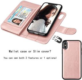 img 1 attached to Njjex Wallet Case for iPhone Xs Max [Rose Gold] - PU Leather Folio Flip with Detachable Kickstand, 9 Card Slots, ID Credit Phone Cover & Lanyard for iPhone Xs Max 6.5