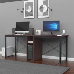 img 1 attached to 💻 Sogesfurniture Large Double Workstation Dual Desk: 78 inches Home Office Desk with Storage for 2-Person Computer Setup – Walnut Finish BHUS-LD-H01-WA