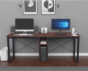 img 2 attached to 💻 Sogesfurniture Large Double Workstation Dual Desk: 78 inches Home Office Desk with Storage for 2-Person Computer Setup – Walnut Finish BHUS-LD-H01-WA