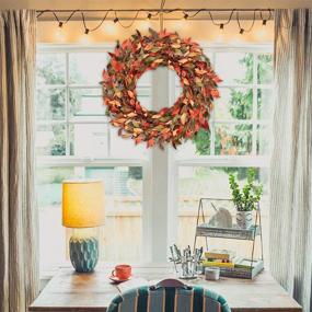 img 1 attached to 🍂 YFZYMM 18-inch Fall Wreath: Berry & Pumpkin Decorations, Autumn Leaves Harvest Wreath