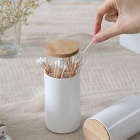 img 2 attached to 🚽 Convenient Pop-up Cotton Swabs Holder & Automatic Toothpick Dispenser: Neatly Organize Your Bathroom