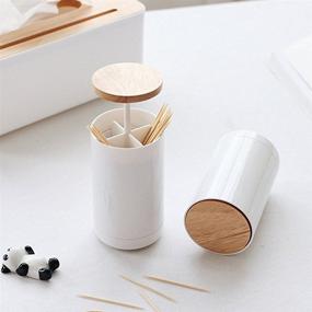 img 3 attached to 🚽 Convenient Pop-up Cotton Swabs Holder & Automatic Toothpick Dispenser: Neatly Organize Your Bathroom