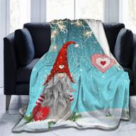 🎅 cute christmas gnome dwarf soft throw blanket: cozy 40x50 inch lightweight flannel fleece for couch, bed, and more! logo