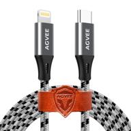 agvee 10 футовый usb-c к lightning кабель для зарядки 3 шт. - долговечный плетеный корд для зарядки iphone type-c для iphone 12 pro max, 12 mini, 11 pro, se2 - серый, совместим с чехлами логотип