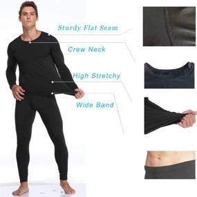 img 2 attached to 🧥 Mens Lightweight Ultra Soft Fleece Lined Thermal Underwear Set - Moisture-Wicking Skiing Base Layer, Long John Set