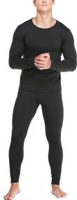 img 4 attached to 🧥 Mens Lightweight Ultra Soft Fleece Lined Thermal Underwear Set - Moisture-Wicking Skiing Base Layer, Long John Set