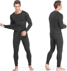 img 3 attached to 🧥 Mens Lightweight Ultra Soft Fleece Lined Thermal Underwear Set - Moisture-Wicking Skiing Base Layer, Long John Set