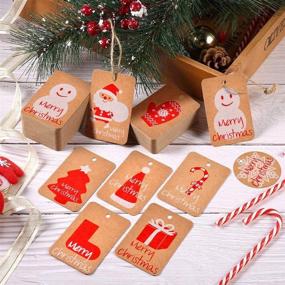 img 3 attached to 🎁100 наборов коричневых бирок из крафт-бумаги Wellehomi с шнуром - 10 дизайнов для самостоятельного создания рождественских поделок и маркировки подарков