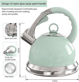 img 3 attached to 🍵 Stovetop Stainless Steel Tea Kettle 2.6L with Loud Whistle, Anti-Rust and Anti-heat Handle - Grey/Green