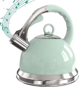 img 4 attached to 🍵 Stovetop Stainless Steel Tea Kettle 2.6L with Loud Whistle, Anti-Rust and Anti-heat Handle - Grey/Green