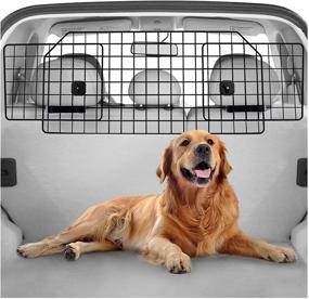 img 4 attached to 🐶 rabbitgoo Dog Car Barrier: Secure SUV Pet Car Gate Divider for Cargo Area, Adjustable & Universal-Fit, Heavy-Duty Wire Mesh Dog Car Guard - Safety Travel Accessory for Van Vehicles