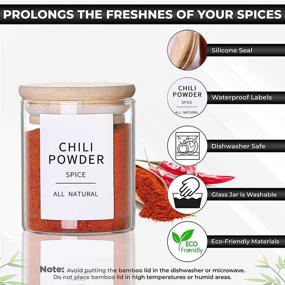 img 2 attached to 🍯 20 Pcs Glass Spice Jars with Bamboo Lids - Airtight Containers for Pantry Organization and Storage - Includes 131 Waterproof Minimalist Spice Labels