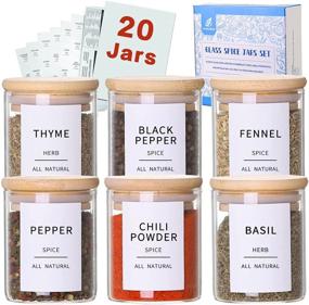 img 4 attached to 🍯 20 Pcs Glass Spice Jars with Bamboo Lids - Airtight Containers for Pantry Organization and Storage - Includes 131 Waterproof Minimalist Spice Labels