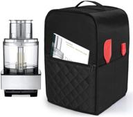 🍽️ luxja food processor cover with accessories pockets - black, for cuisinart and hamilton beach 11-14 cup processor - food processor dust cover logo