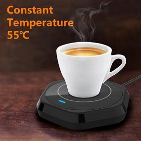img 1 attached to Coffee Mug Warmer: Smart Electric Thermostat Coaster for Hot Coffee Milk Tea Water Cocoa, Desk Office Use - Beverage Heating Plate with Auto Shut off, Candle Wax Cup Warmer, Black - Perfect Christmas Birthday Gift