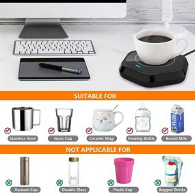 img 2 attached to Coffee Mug Warmer: Smart Electric Thermostat Coaster for Hot Coffee Milk Tea Water Cocoa, Desk Office Use - Beverage Heating Plate with Auto Shut off, Candle Wax Cup Warmer, Black - Perfect Christmas Birthday Gift