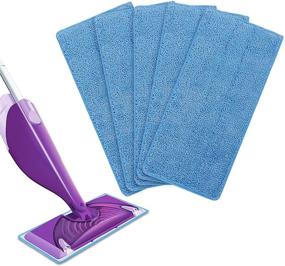 img 4 attached to 🧹 KEEPOW 5 Pack of Reusable Microfiber Mop Pads - Compatible with Swiffer Wet Jet for Efficient Wet and Dry Sweeping - Blue