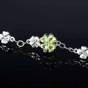 img 1 attached to JIANGXIN 925 Sterling Silver Birthstone Chain Link Bracelet: A Lucky Four Leaf Clover Gemstone Fine Jewelry for Women & Girls - A Perfect Birthday Gift for Good Luck & Prosperity